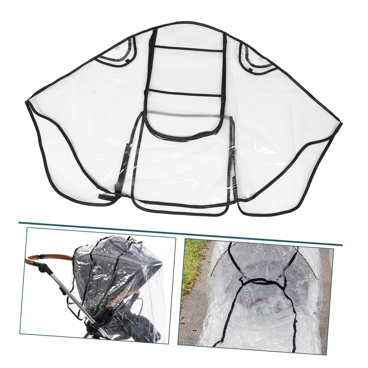 Stroller Rain Cover Windproof Transparent EVA Shield with Ventilation Nets for Pushchair Buggy Pram Easy to Install and Portable