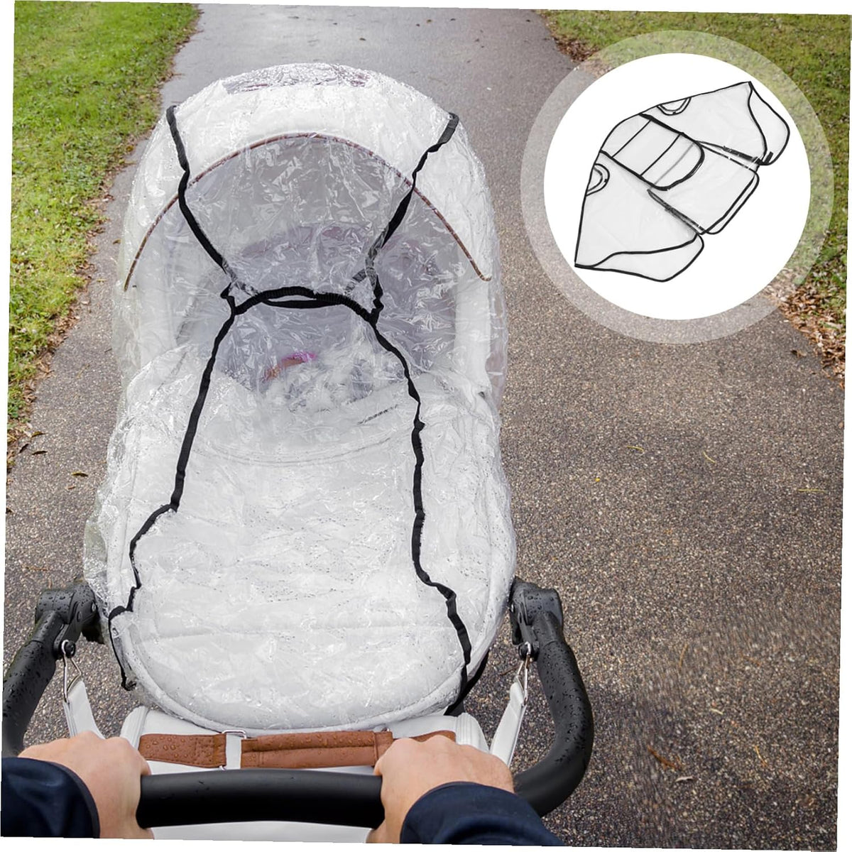 Stroller Rain Cover Windproof Transparent EVA Shield with Ventilation Nets for Pushchair Buggy Pram Easy to Install and Portable
