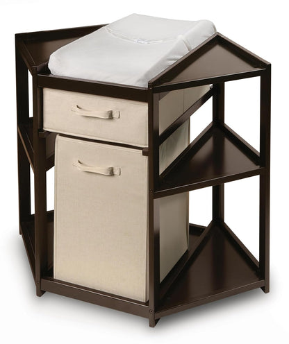 Diaper Corner Baby Changing Table with Pad, Hamper and Basket