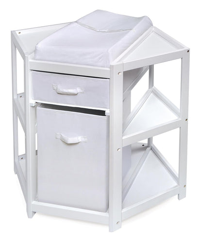 Diaper Corner Baby Changing Table with Pad, Hamper and Basket