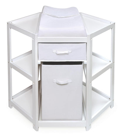 Diaper Corner Baby Changing Table with Pad, Hamper and Basket