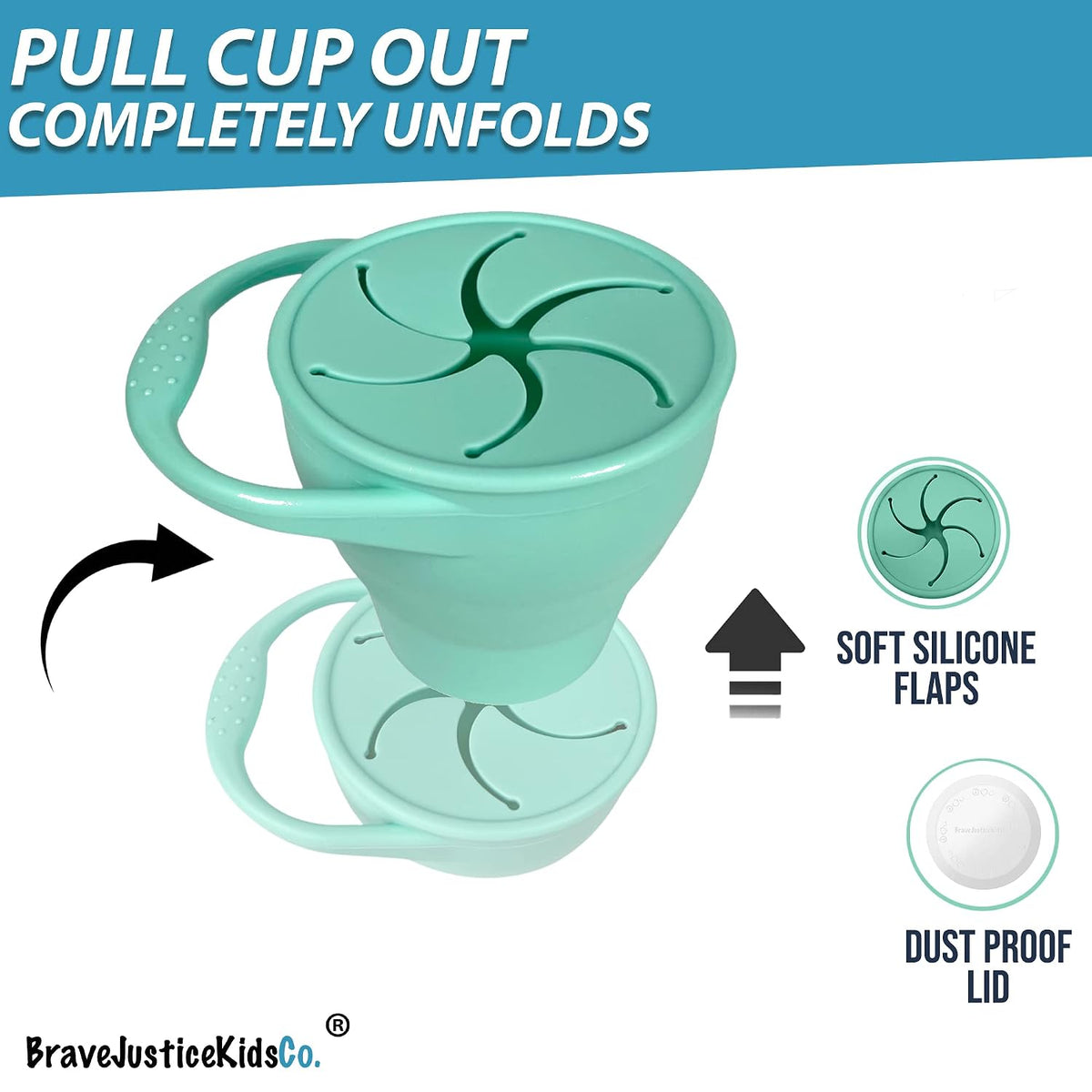 Snack Attack Snack Cup | Collapsible Silicone Snack Container | Toddler and Baby (Stormy)
