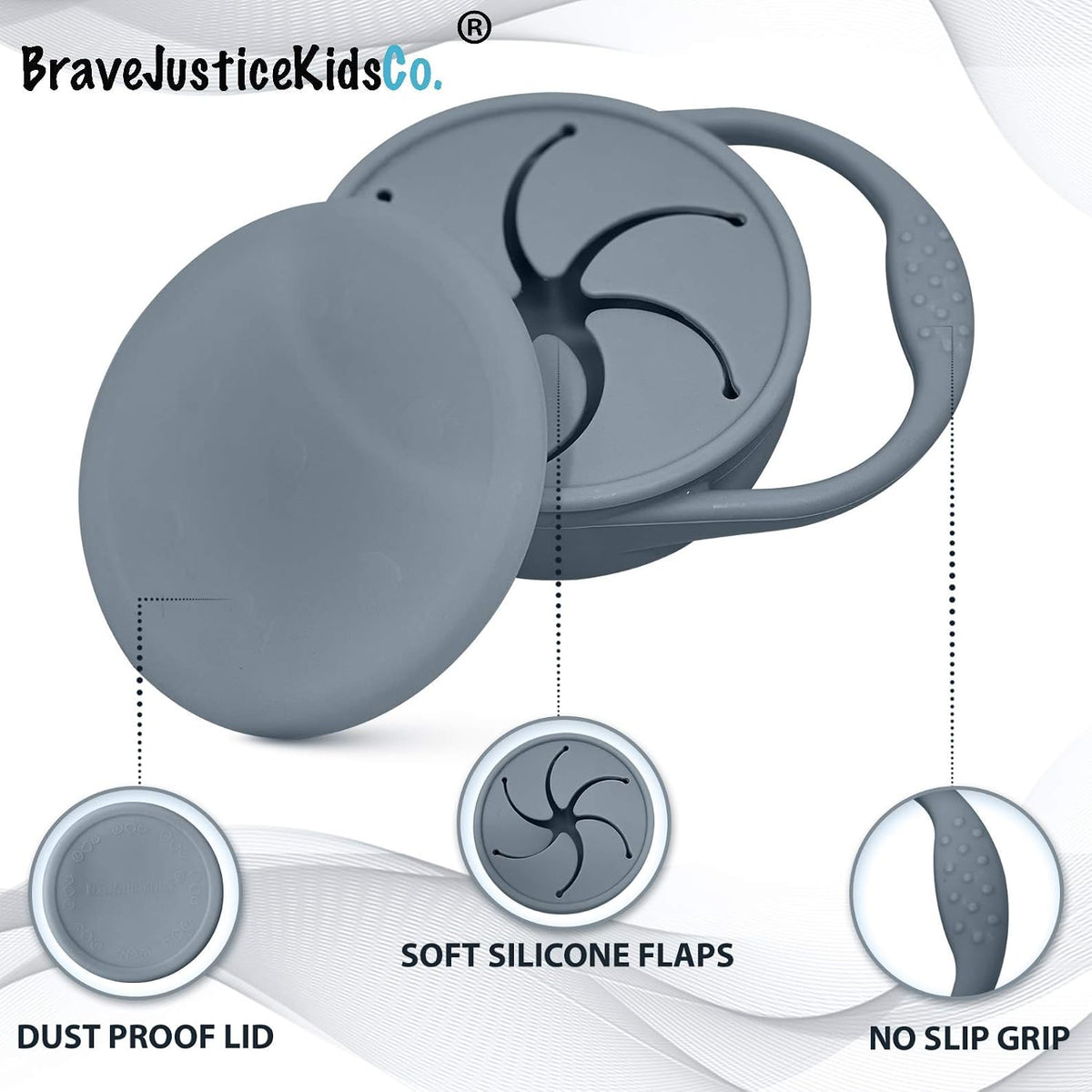 Snack Attack Snack Cup | Collapsible Silicone Snack Container | Toddler and Baby (Stormy)