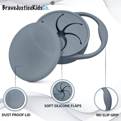 Snack Attack Snack Cup | Collapsible Silicone Snack Container | Toddler and Baby (Stormy)