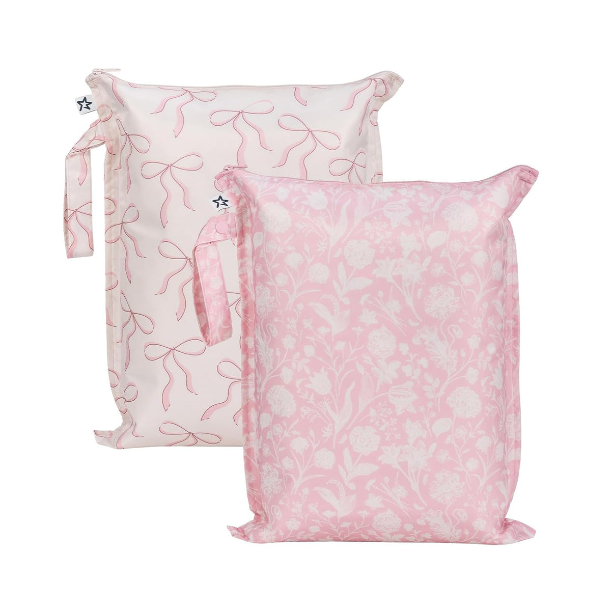 Mess Proof Wet Bags | Reusable Waterproof Wet Bags for Swimsuits | Baby Clothes | Travel & Diaper Bag (Pink, Brown Checkers) - Colors A