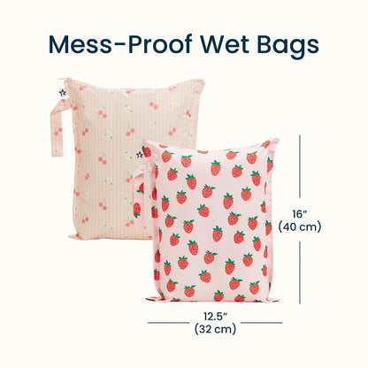 Mess Proof Wet Bags | Reusable Waterproof Wet Bags for Swimsuits | Baby Clothes | Travel & Diaper Bag (Pink, Brown Checkers) - Colors A
