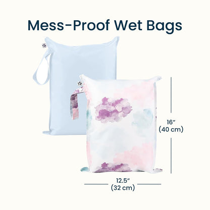 Mess Proof Wet Bags | Reusable Waterproof Wet Bags for Swimsuits | Baby Clothes | Travel & Diaper Bag (Pink, Brown Checkers) - Colors A