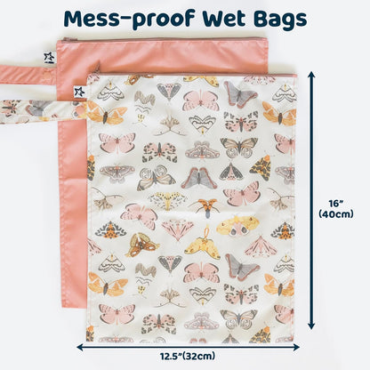 Mess Proof Wet Bags | Reusable Waterproof Wet Bags for Swimsuits | Baby Clothes | Travel & Diaper Bag (Pink, Brown Checkers) - Colors A