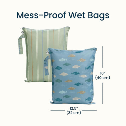 Mess Proof Wet Bags | Reusable Waterproof Wet Bags for Swimsuits | Baby Clothes | Travel & Diaper Bag (Pink, Brown Checkers) - Colors A