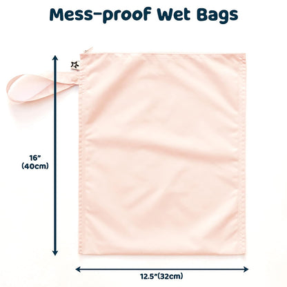 Mess Proof Wet Bags | Reusable Waterproof Wet Bags for Swimsuits | Baby Clothes | Travel & Diaper Bag (Pink, Brown Checkers) - Colors A
