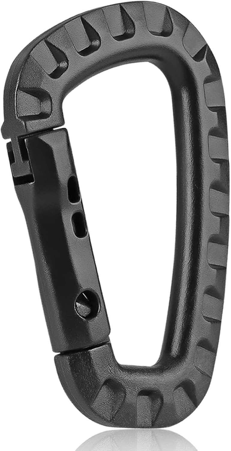 Tactical Gear Carabiner Keychain Clip Plastic D-Rings Large Key Chain Heavy Duty Snap Hook for Backpack, Belt, Keyrings, Bags, Bottle, Tent, Camping