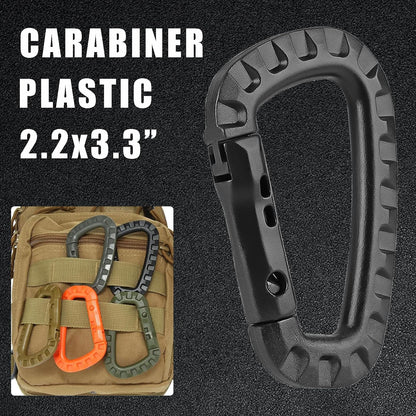 Tactical Gear Carabiner Keychain Clip Plastic D-Rings Large Key Chain Heavy Duty Snap Hook for Backpack, Belt, Keyrings, Bags, Bottle, Tent, Camping