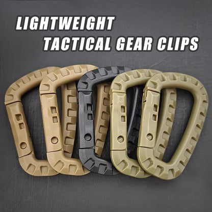 Tactical Gear Carabiner Keychain Clip Plastic D-Rings Large Key Chain Heavy Duty Snap Hook for Backpack, Belt, Keyrings, Bags, Bottle, Tent, Camping
