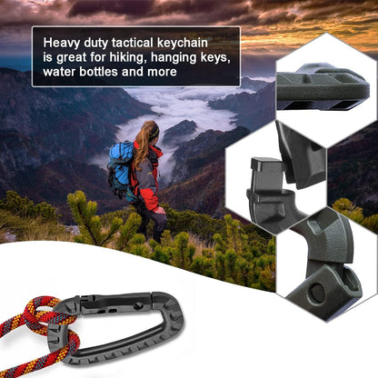 Tactical Gear Carabiner Keychain Clip Plastic D-Rings Large Key Chain Heavy Duty Snap Hook for Backpack, Belt, Keyrings, Bags, Bottle, Tent, Camping