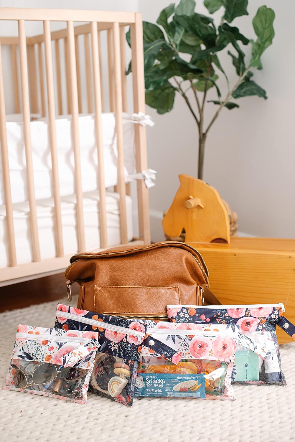 Clear Diaper Bag Organizing Pouches Set of 4 I Pouches for Organizing I 4 Pack Clear Front Travel Organizer Bags