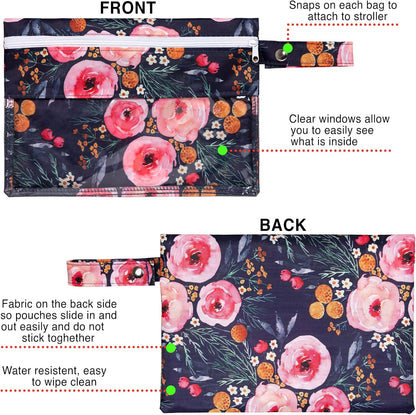 Clear Diaper Bag Organizing Pouches Set of 4 I Pouches for Organizing I 4 Pack Clear Front Travel Organizer Bags