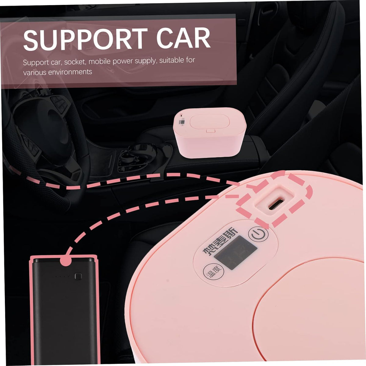 USB Wipe Warmer Portable Baby Wipe Heater with Temperature Display Wet Tissue Heating Box for Home Outdoor Diaper Changing 40-60 C Constant Heat 7.87 X 4.72 X 3.74 in