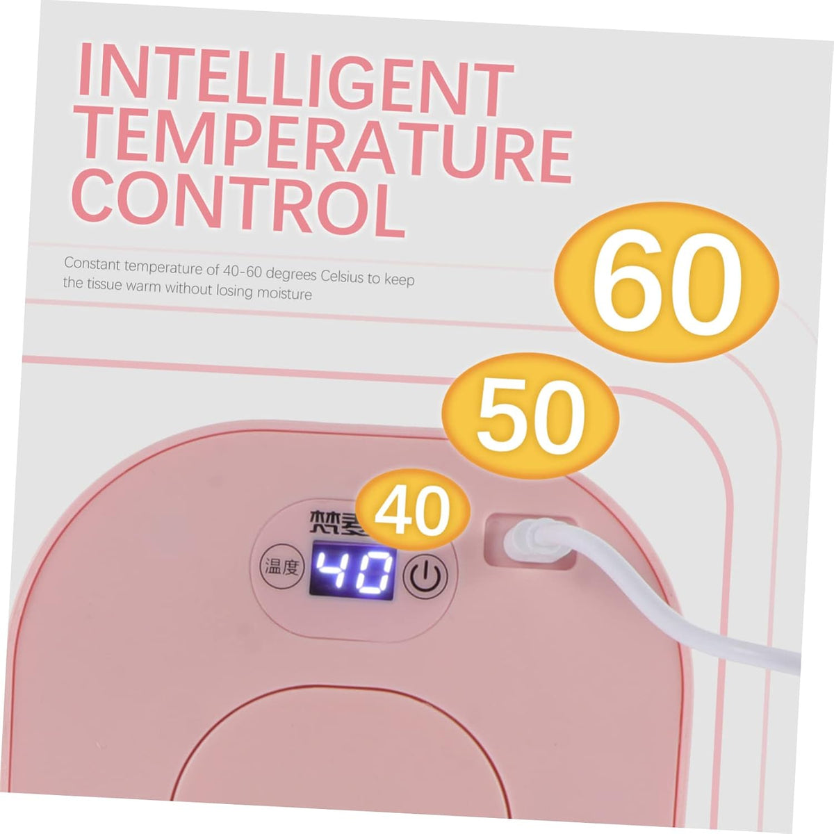 USB Wipe Warmer Portable Baby Wipe Heater with Temperature Display Wet Tissue Heating Box for Home Outdoor Diaper Changing 40-60 C Constant Heat 7.87 X 4.72 X 3.74 in