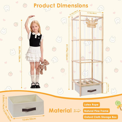 Stuffed Animal Zoo Storage Tower, 4-Tier Plush Toy Organizer, 52"
