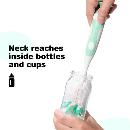 Baby Bottle Brush Set, Suction Base & Hidden Cleaner, Green