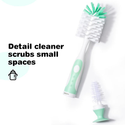 Baby Bottle Brush Set, Suction Base & Hidden Cleaner, Green