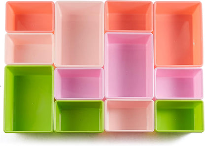 Kids Toy Storage Organizer with 12 Plastic Bins, White Wood with Pink Bins, for Bedroom and Playroom, 33.85"D x 12.79"W x 35.42"H