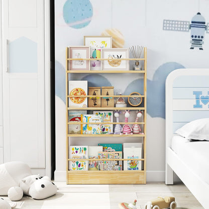 4 Tier Behind The Door Bookshelf, Space Saving Behind The Door Bookcase Wooden Kids Book Shelf for Bedroom Living Room Study White (120 * 70cm)