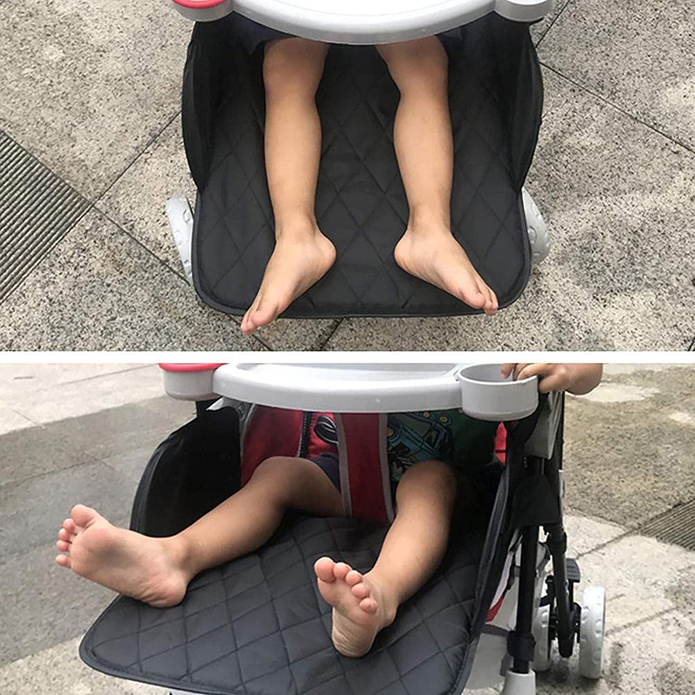 Universal Stroller Footrest Extension, Extended Seat Baby Stroller Footrest, Adjustable Leg Rest Extension Foot Rest Detachable Mat Footmuff Cover, 13.78x11.81 Inch (Black)