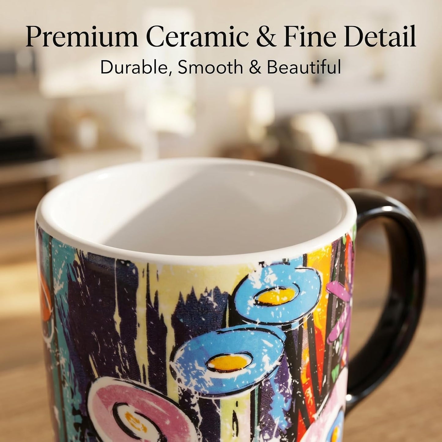 17oz Ceramic Travel Mug with Lid, Abstract Art Coffee Mug | Large Ceramic Coffee Mug • Travel Coffee Tumbler • Abstract Art Artwork • Microwave & Dishwasher Safe