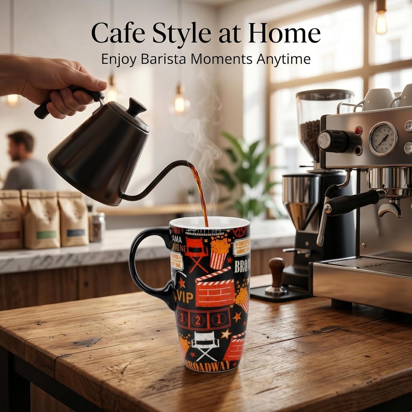 17oz Ceramic Travel Mug with Lid, Abstract Art Coffee Mug | Large Ceramic Coffee Mug • Travel Coffee Tumbler • Abstract Art Artwork • Microwave & Dishwasher Safe