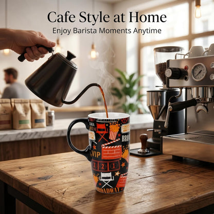 17oz Ceramic Travel Mug with Lid, Abstract Art Coffee Mug | Large Ceramic Coffee Mug • Travel Coffee Tumbler • Abstract Art Artwork • Microwave & Dishwasher Safe