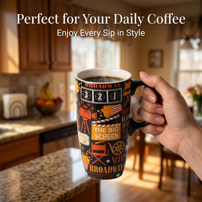 17oz Ceramic Travel Mug with Lid, Abstract Art Coffee Mug | Large Ceramic Coffee Mug • Travel Coffee Tumbler • Abstract Art Artwork • Microwave & Dishwasher Safe