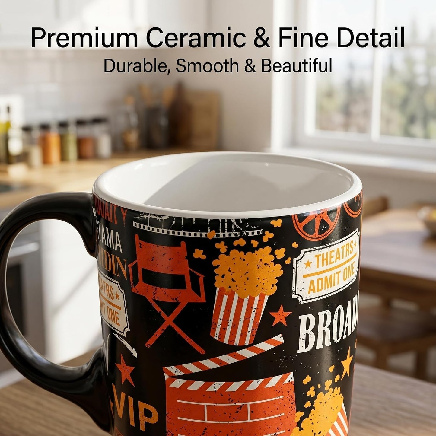 17oz Ceramic Travel Mug with Lid, Abstract Art Coffee Mug | Large Ceramic Coffee Mug • Travel Coffee Tumbler • Abstract Art Artwork • Microwave & Dishwasher Safe