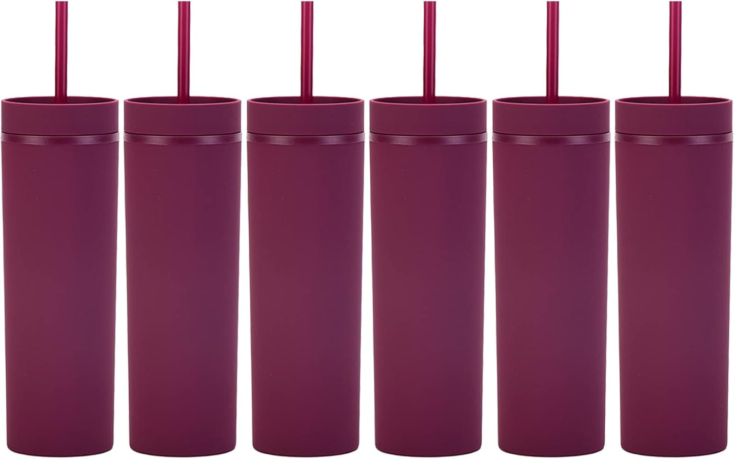 Matte Black Tumblers with Lids and Straws.16oz Skinny Tumblers Bulk.Double Walled Plastic Acrylic Pastel Tumblers Cups for Iced Coffee Smoothie.DIY Silm Tumbler.