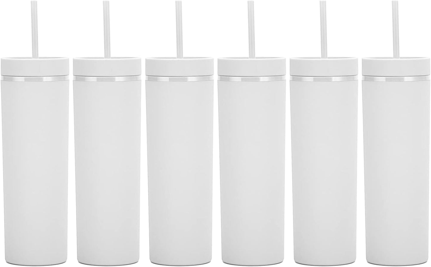 Matte Black Tumblers with Lids and Straws.16oz Skinny Tumblers Bulk.Double Walled Plastic Acrylic Pastel Tumblers Cups for Iced Coffee Smoothie.DIY Silm Tumbler.
