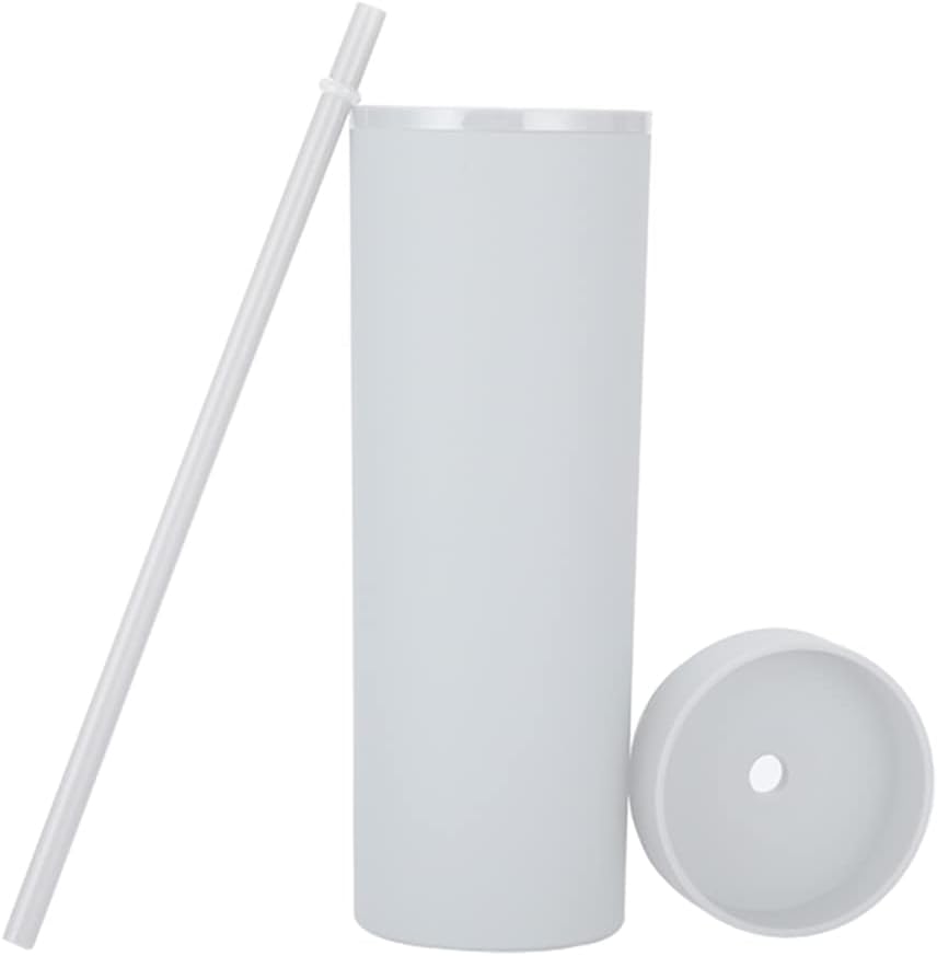 Matte Black Tumblers with Lids and Straws.16oz Skinny Tumblers Bulk.Double Walled Plastic Acrylic Pastel Tumblers Cups for Iced Coffee Smoothie.DIY Silm Tumbler.