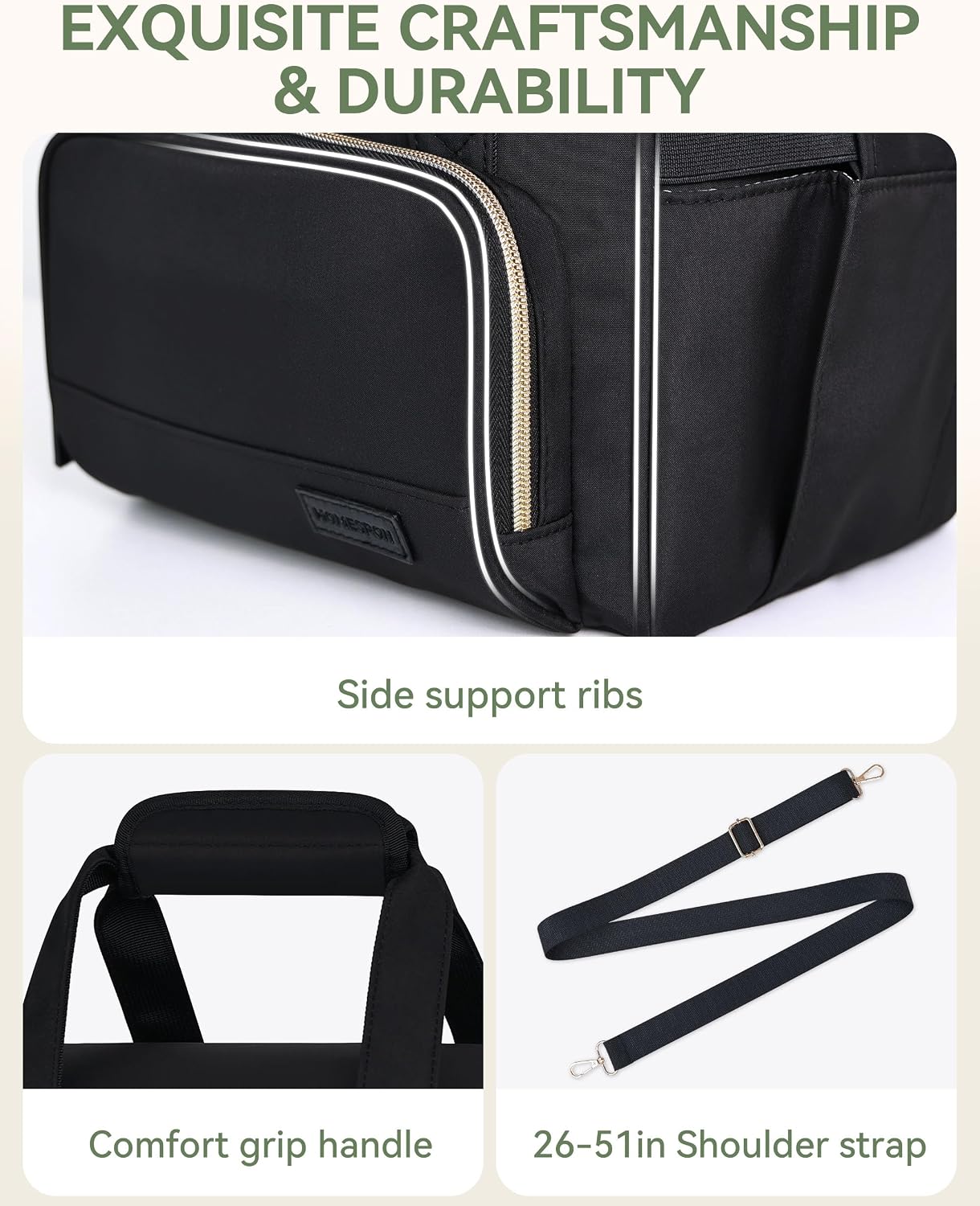 Double Layer Insulated Lunch Bag with Shoulder Strap, 12L, Black | Leakproof Ice Cooler Base, Cup Holder Buckle & Mesh Utensil Pocket, Oxford Waterproof Fabric, 3-Way Carry