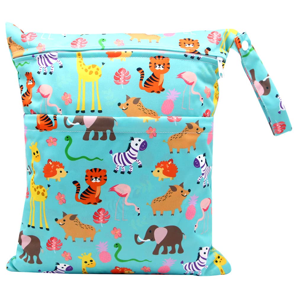 Baby Disposable Diaper Bags Diaper Sacks 120 Count 9x13 inch Thick & NO Leak and Waterproof & Washable Diaper Wet Dry Bag (12x14 inch) and Diaper Sacks Dispenser