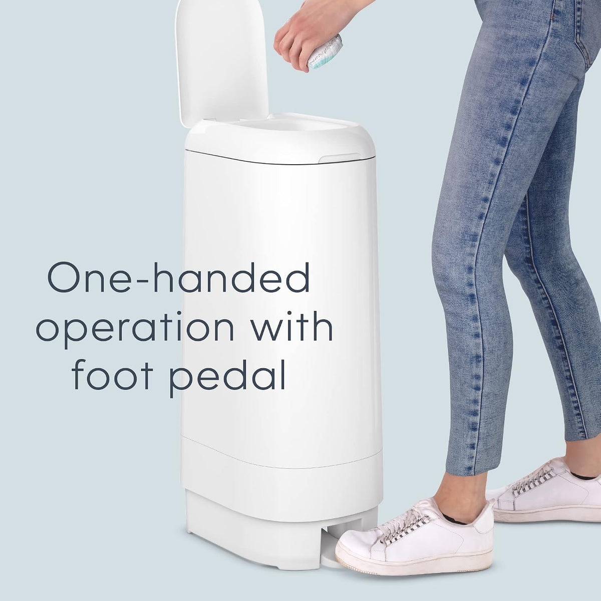 Signature Pail Includes 1 Easy Roll Refill with 18 Bags | Holds Up to 846 Newborn-Sized Diapers Per Refill