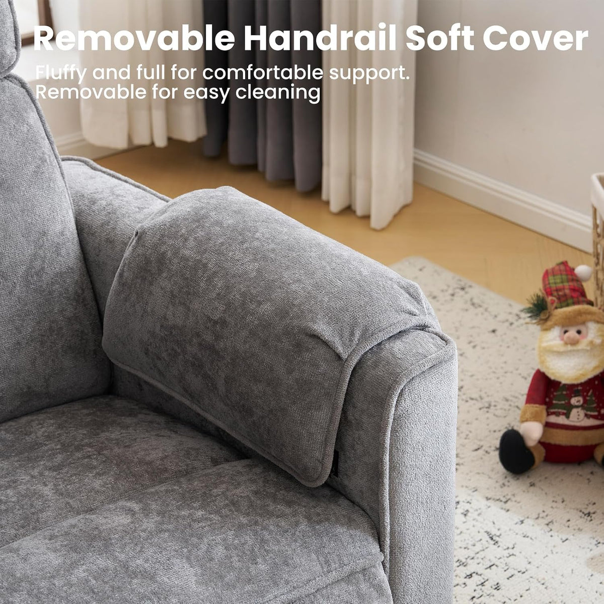 Oversized Power Recliner Chair Swivel Glider with Adjustable Headrest, 24" Extra Wide Glider Nursery Chair with Overstuffed Armrest, USB Ports, Chenille Fabric, Cream