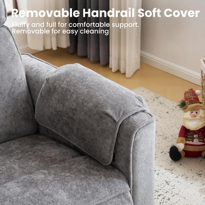 Oversized Power Recliner Chair Swivel Glider with Adjustable Headrest, 24" Extra Wide Glider Nursery Chair with Overstuffed Armrest, USB Ports, Chenille Fabric, Cream