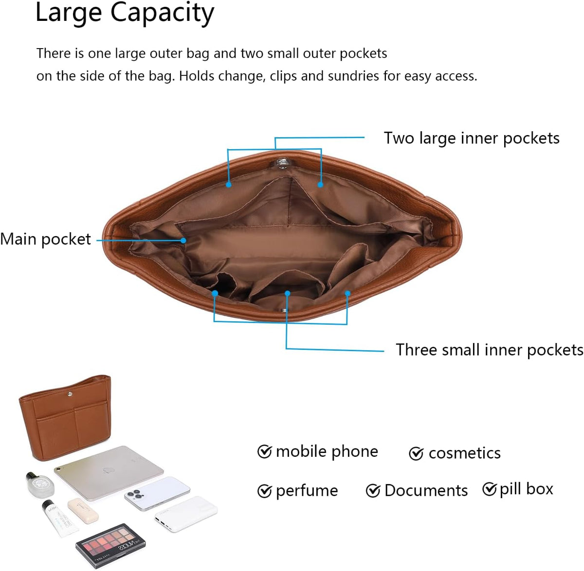 Small Purse Organizer Insert Handbag Bag