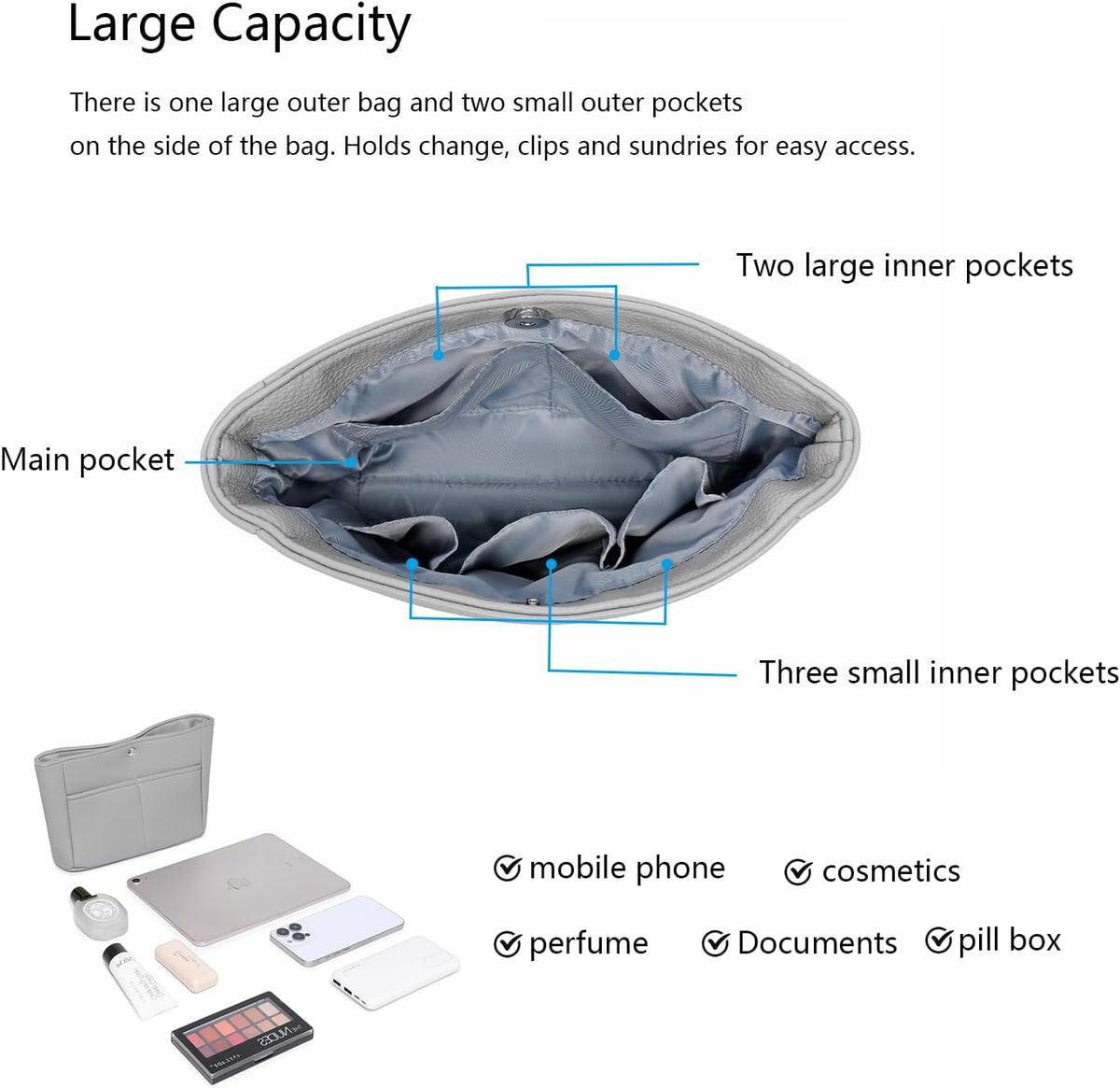 Small Purse Organizer Insert Handbag Bag