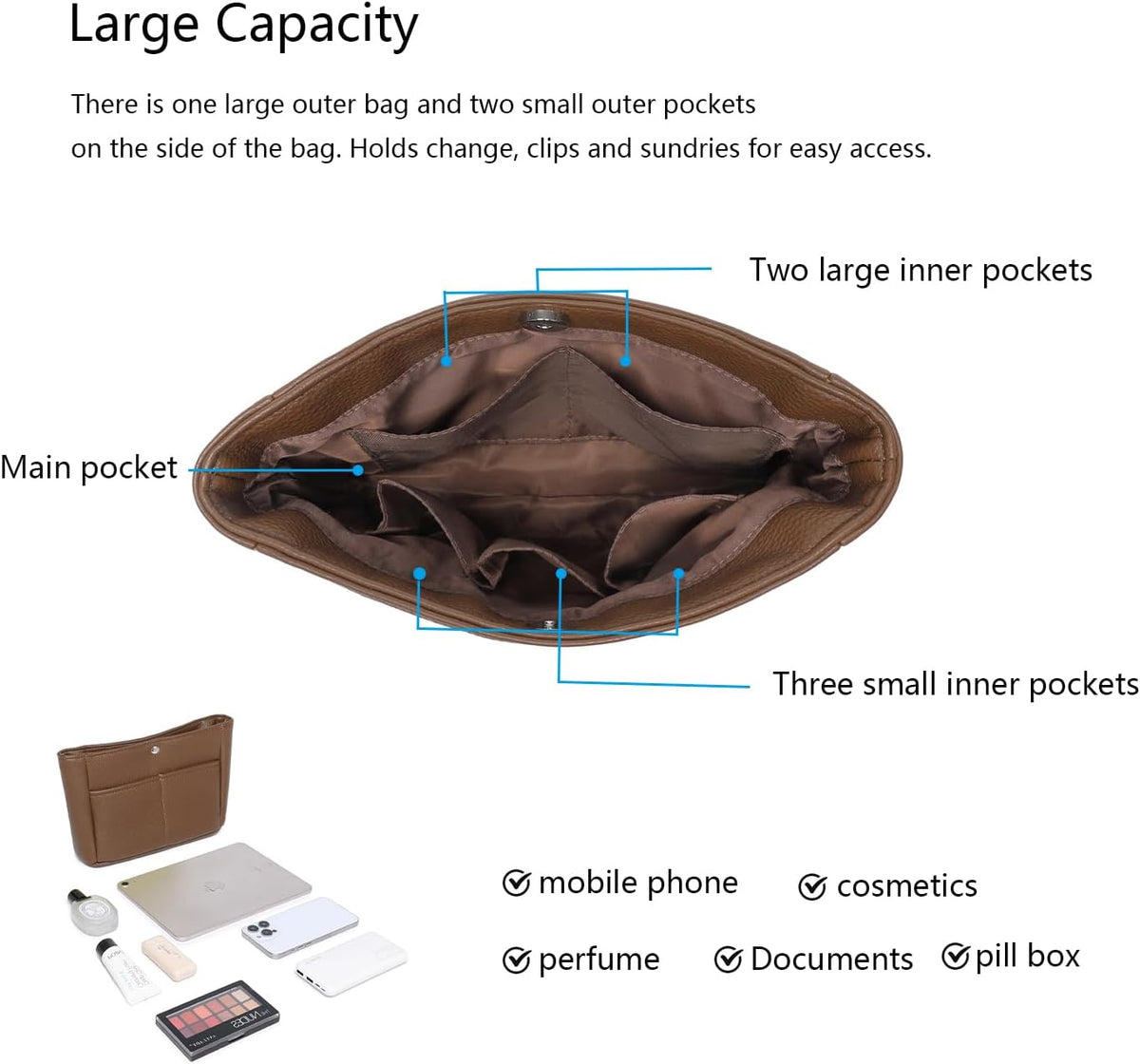Small Purse Organizer Insert Handbag Bag