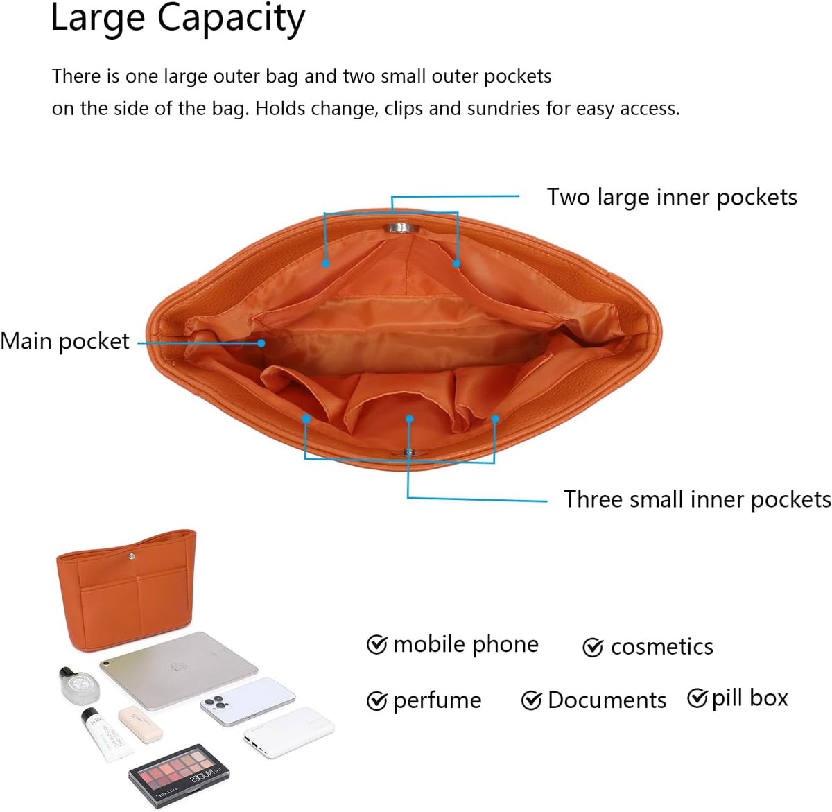 Small Purse Organizer Insert Handbag Bag
