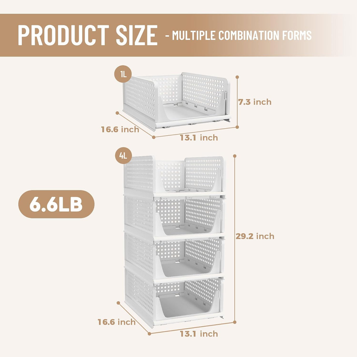Closet Organizer Storage Bins Stackable Plastic Drawer Shelf