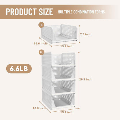 Closet Organizer Storage Bins Stackable Plastic Drawer Shelf
