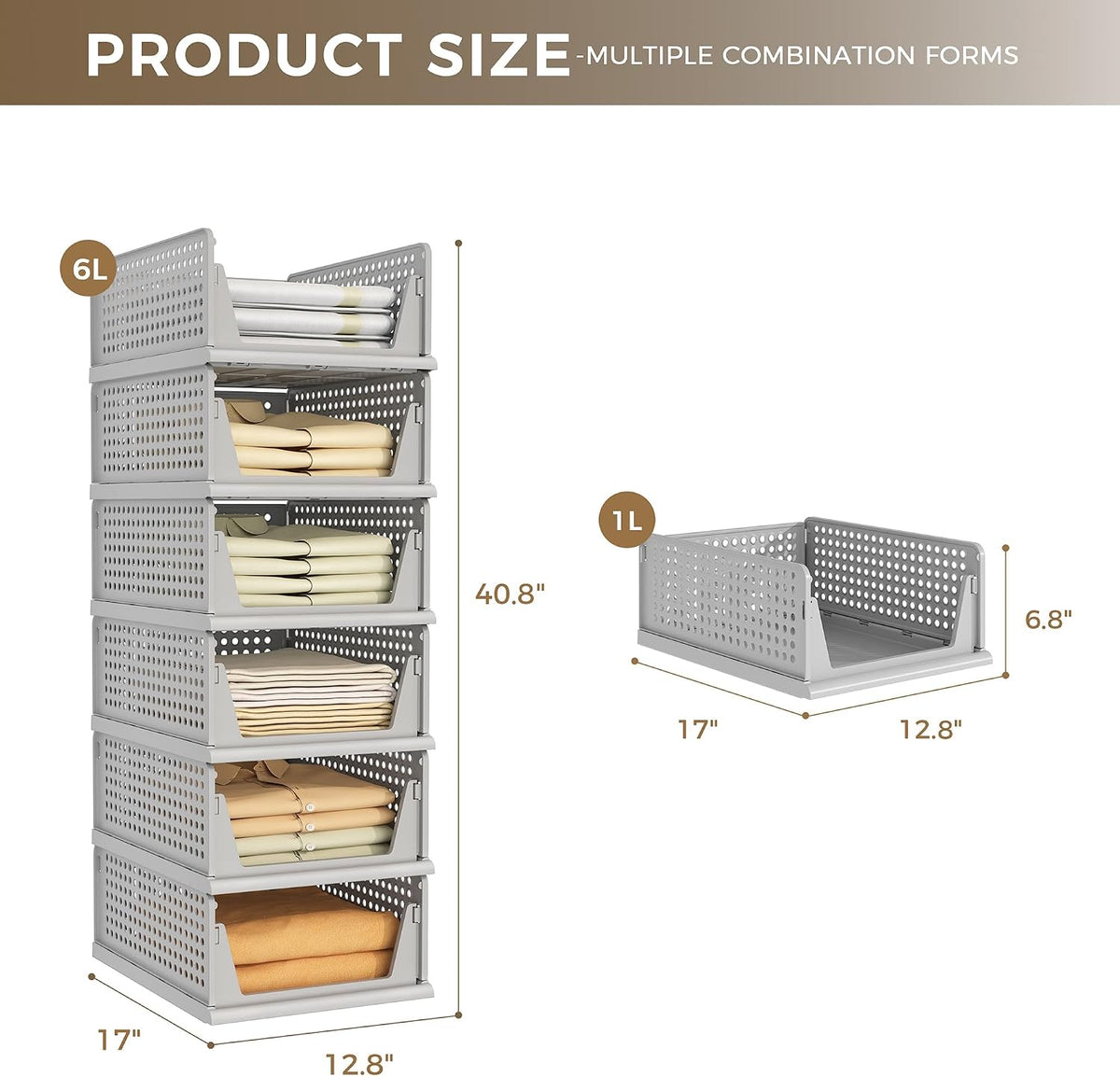 Closet Organizer Storage Bins Stackable Plastic Drawer Shelf