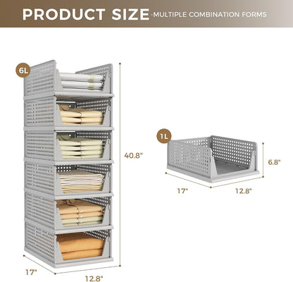 Closet Organizer Storage Bins Stackable Plastic Drawer Shelf