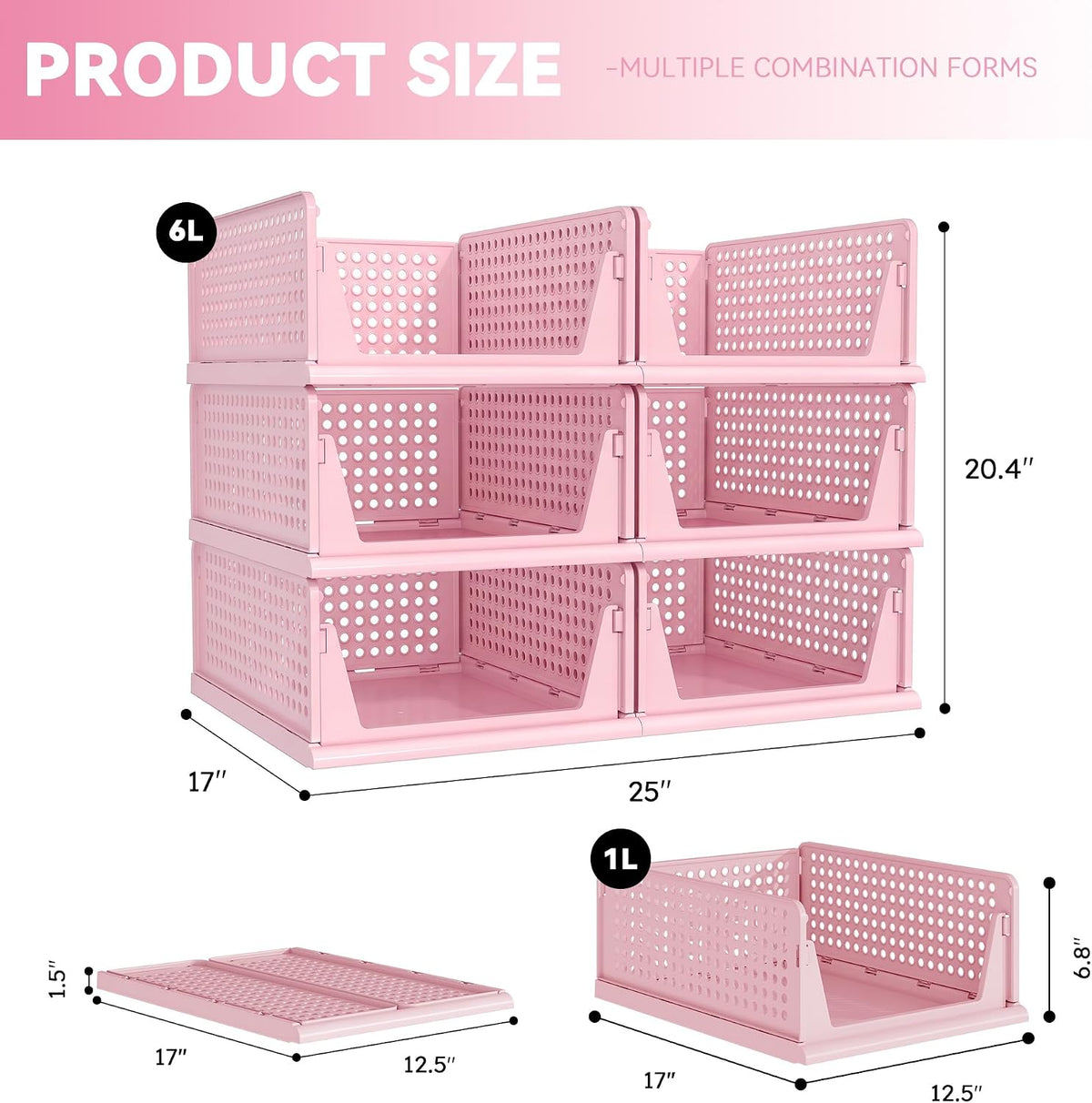 Closet Organizer Storage Bins Stackable Plastic Drawer Shelf